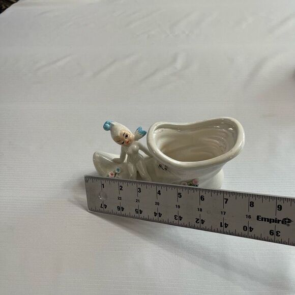 Lefton Pixie Fairy Elf Iridescent Luster Elf Boot Shoe Planter 6” X 4 Vtg Japan - Picture 4 of 9